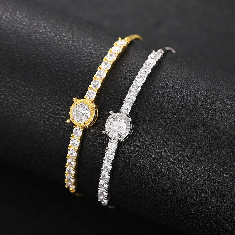 European and American Simple Round Zircon Simple Bracelet, Elegant Temperament, Adjustable Length, Exquisite Jewelry