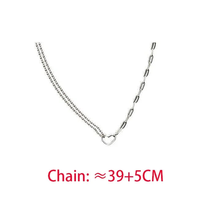 Real 925 Sterling Silver Hollow Heart Bead Chain Necklaces for Women Cute Fine Jewelry Minimalist Asymmetrical Accessories