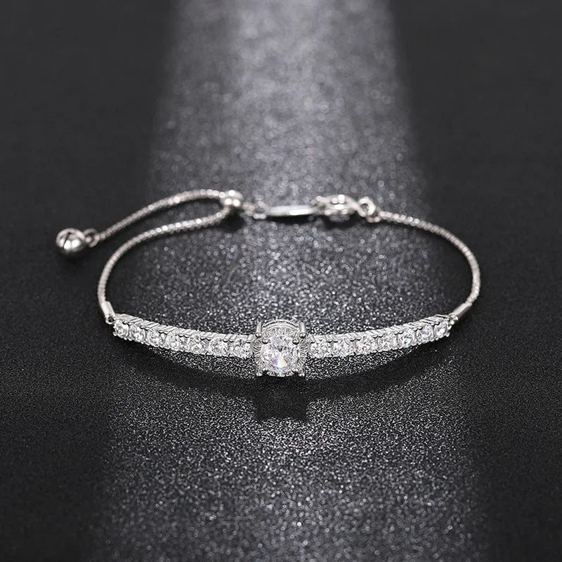 European and American Simple Round Zircon Simple Bracelet, Elegant Temperament, Adjustable Length, Exquisite Jewelry