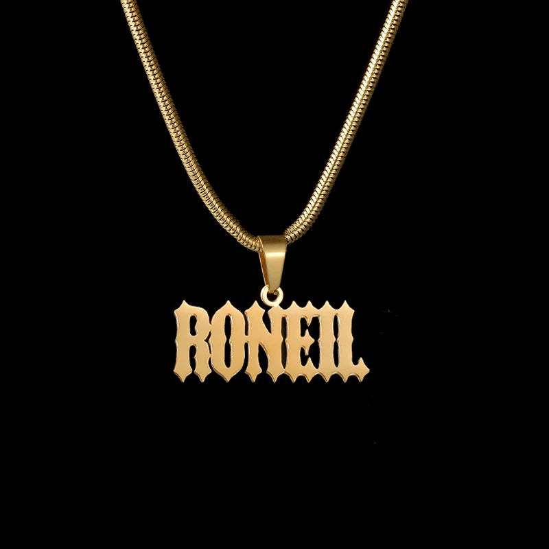 Goxijite Customized Name Large Nameplate Necklace For Men Women  Stainless Steel Personalized Letter  Thick Chain Jewelry Gift