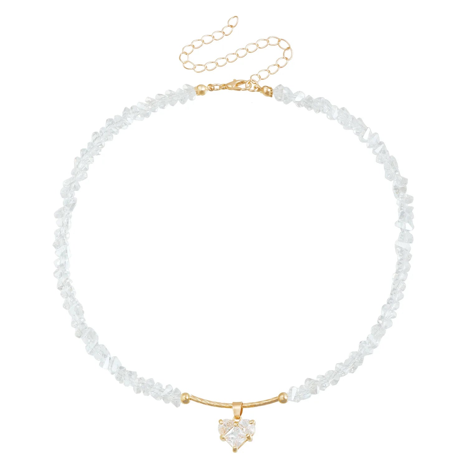 Heart Beaded Necklace for Women Boho Crystal Class Gravel Clavicle Chain Cool Y2K Choker Exquisite Jewelry Accessories украшения