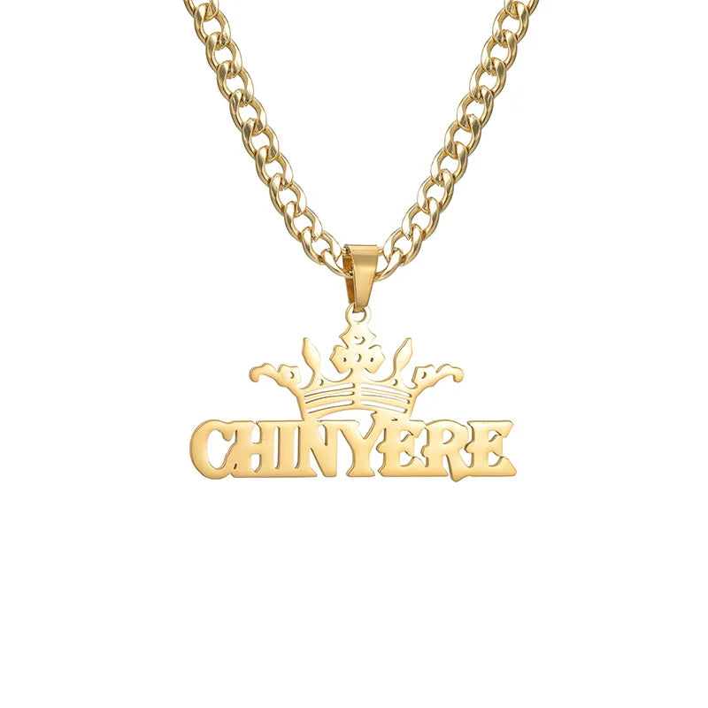 Goxijite Customized Name Large Nameplate Necklace For Men Women  Stainless Steel Personalized Letter  Thick Chain Jewelry Gift