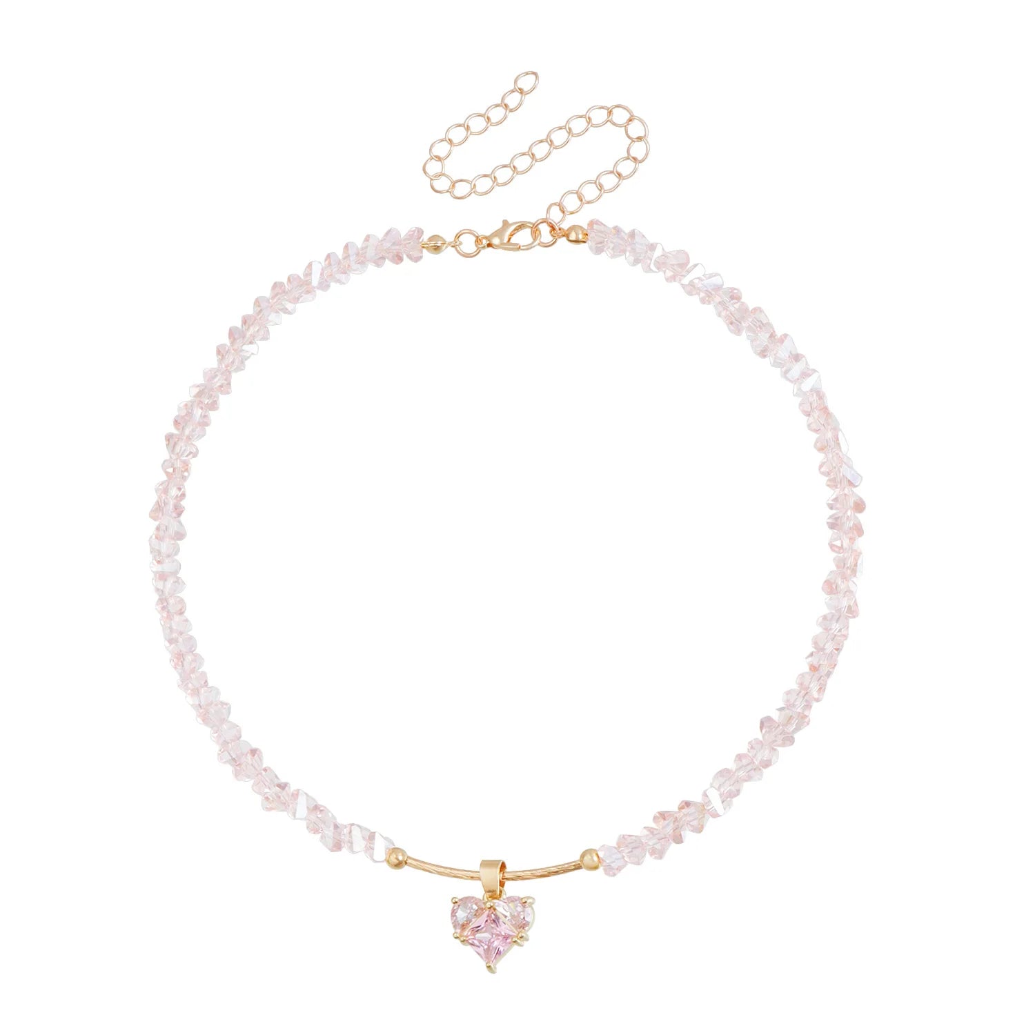 Heart Beaded Necklace for Women Boho Crystal Class Gravel Clavicle Chain Cool Y2K Choker Exquisite Jewelry Accessories украшения