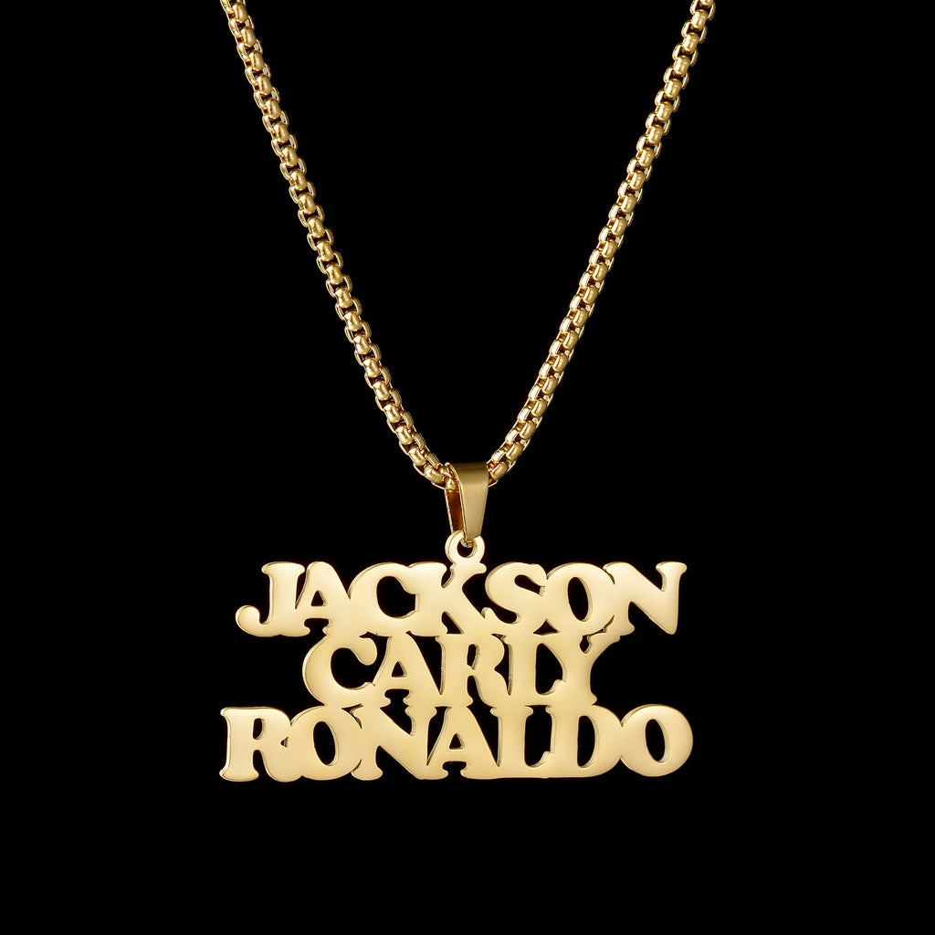 Goxijite Customized Name Large Nameplate Necklace For Men Women  Stainless Steel Personalized Letter  Thick Chain Jewelry Gift