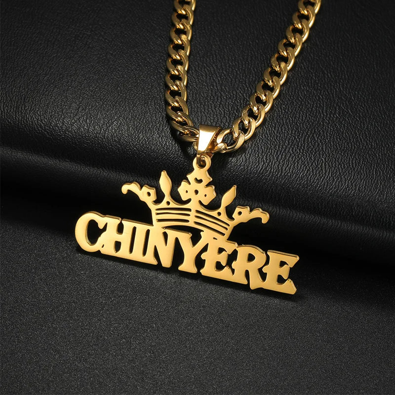 Goxijite Customized Name Large Nameplate Necklace For Men Women  Stainless Steel Personalized Letter  Thick Chain Jewelry Gift